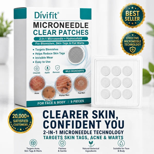 ✨Flohpath®2-in-1 Microneedle & Hydrocolloid Patch🍀| Removes Raised Moles, Acne, Flat Warts & Skin Tags | Helps Improve Wrinkles, Scars & Blemishes | Invisible Patches for Face & Body