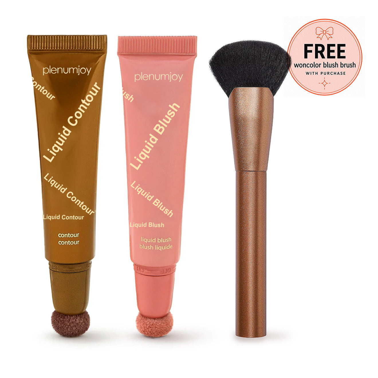 Plenumjoy Blush & Sculpt Duo 🌸🤎 Liquid Blush + Contour Set (+ Free Brush)