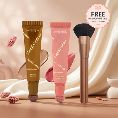 Plenumjoy Blush & Sculpt Duo 🌸🤎 Liquid Blush + Contour Set (+ Free Brush)