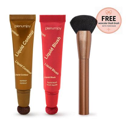 Plenumjoy Blush & Sculpt Duo 🌸🤎 Liquid Blush + Contour Set (+ Free Brush)