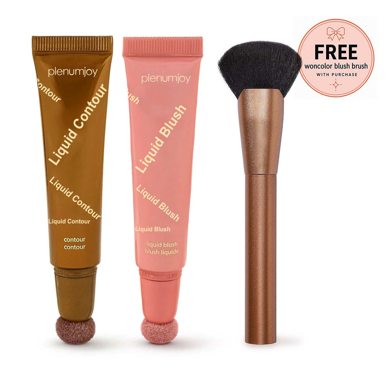 Plenumjoy Blush & Sculpt Duo 🌸🤎 Liquid Blush + Contour Set (+ Free Brush)