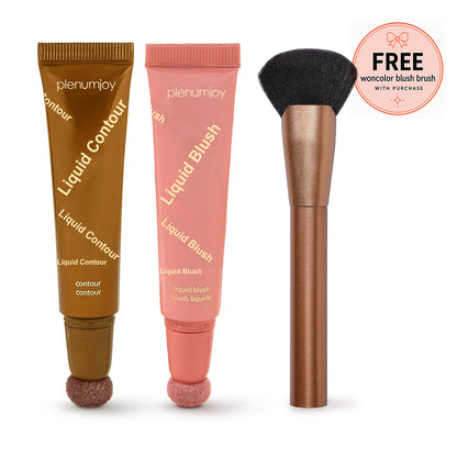Plenumjoy Blush & Sculpt Duo 🌸🤎 Liquid Blush + Contour Set (+ Free Brush)